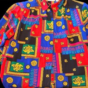 Vintage Alfred Dunner Vibrant Geometric Button Down Shirt